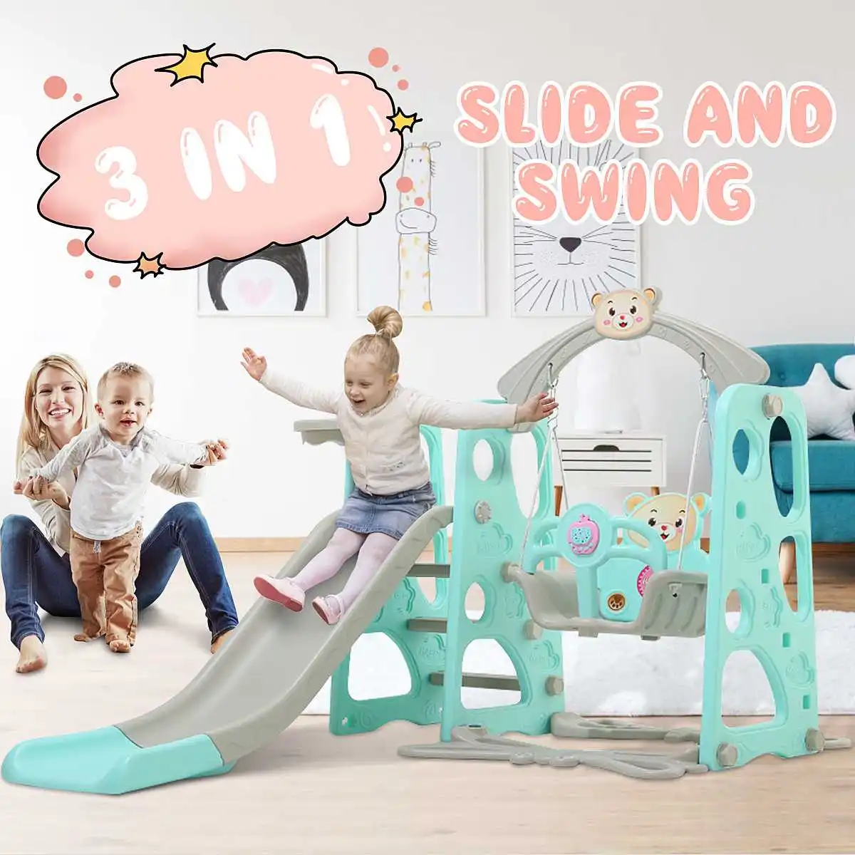 3 in 1 Children's Slide and Swing Children's Indoor Playground for Kindergarten Plastic Multi-functional Slide for Kids Baby
3 in 1 Children's Slide and Swing Children's Indoor Playground for Kindergarten Plastic Multi-functional Slide for Kids Baby