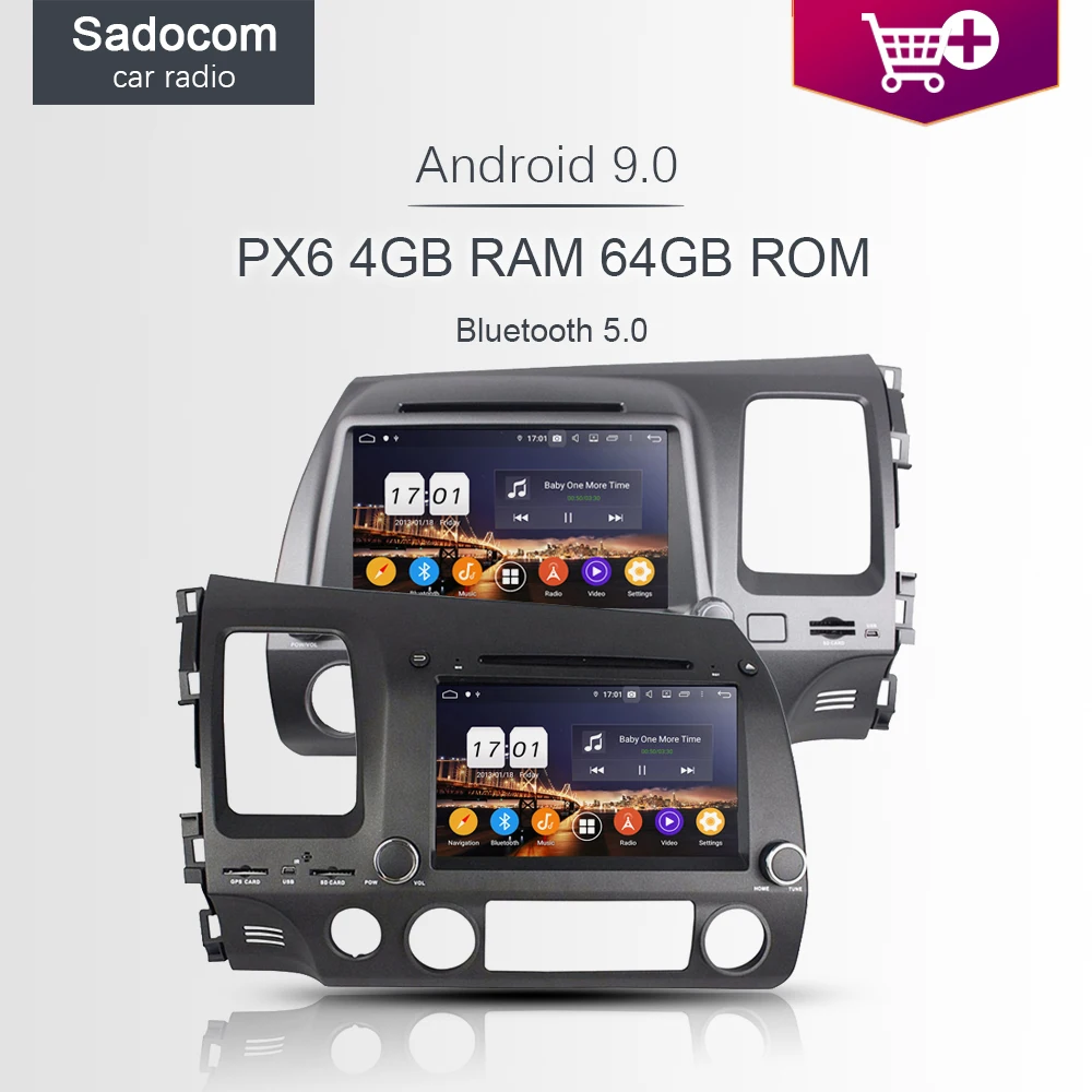 720P PX6 DSP 2 din Android 9 0 64 ГБ 4 ОЗУ 8 ядер автомобильный dvd плеер для Honda CIVIC 2006 2011