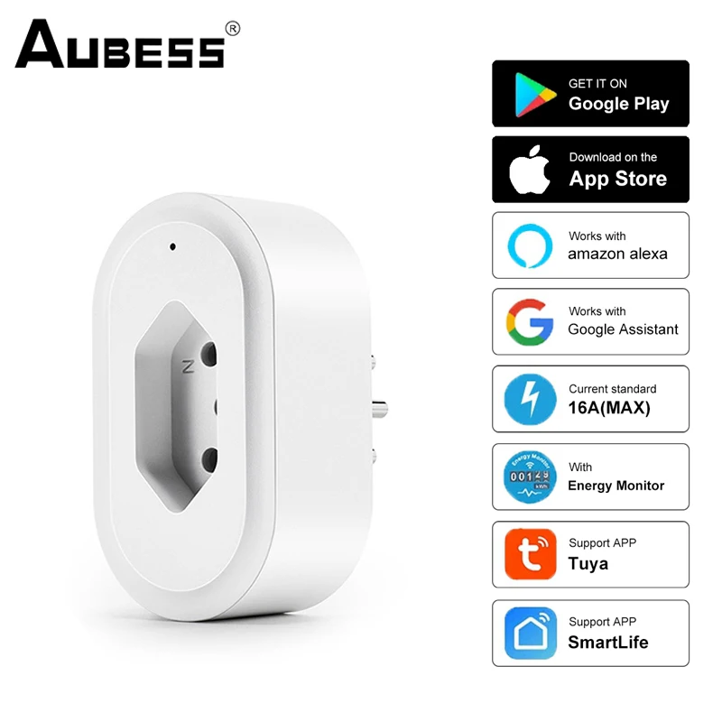 Brazil Smart Socket WIFi Smart Plug With Tuya Aubess SmartLife Power Timer Voice Control 16A Surge Protector For Alexa Google
Brazil Smart Socket WIFi Smart Plug With Tuya Aubess SmartLife Power Timer Voice Control 16A Surge Protector For Alexa Google