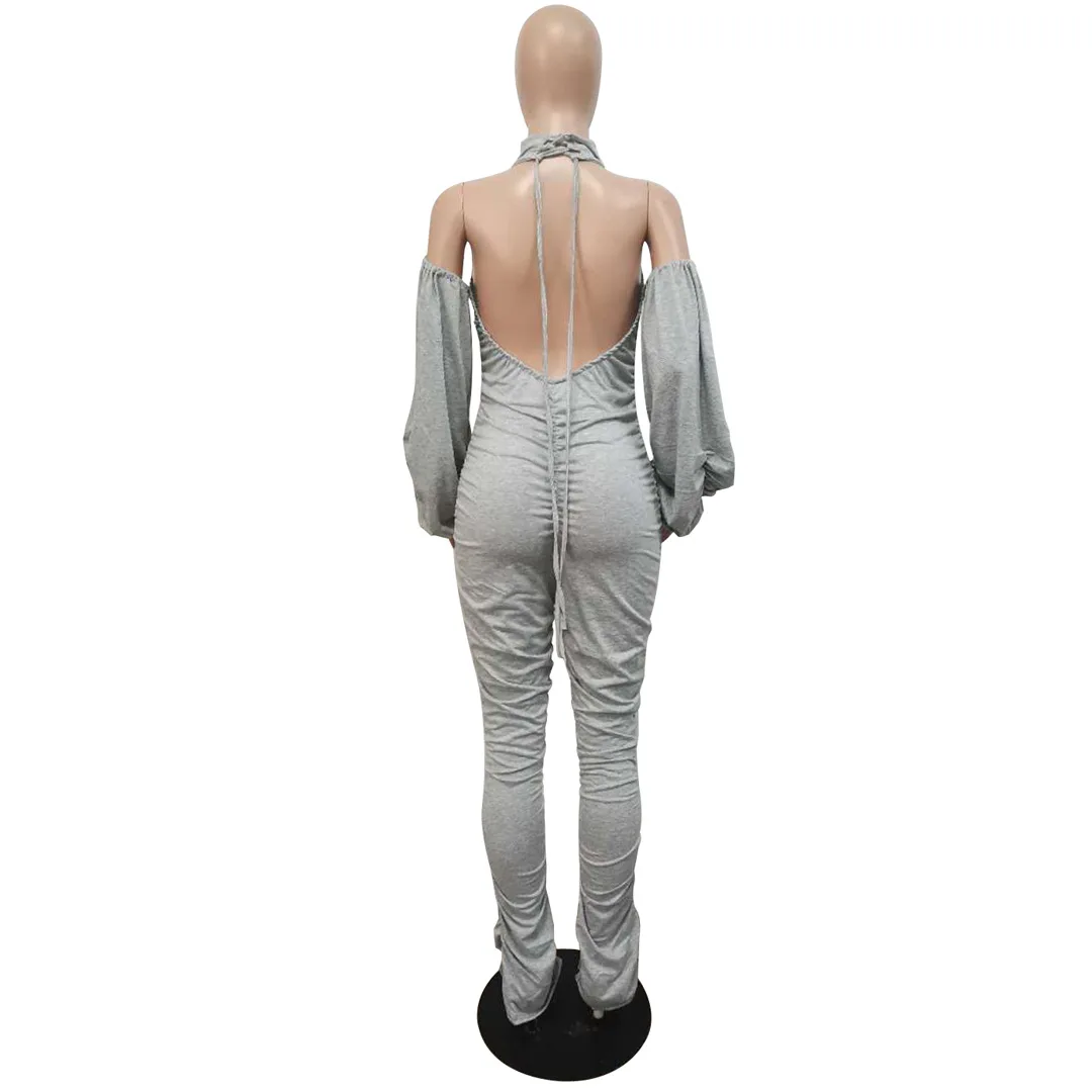 Streetwear Open Back Ruched Romper Women Stacked Flare Bell Bottom Jumpsuit Long Sleeve Off Shoulder Sexy Club Party Overalls
Streetwear Open Back Ruched Romper Women Stacked Flare Bell Bottom Jumpsuit Long Sleeve Off Shoulder Sexy Club Party Overalls