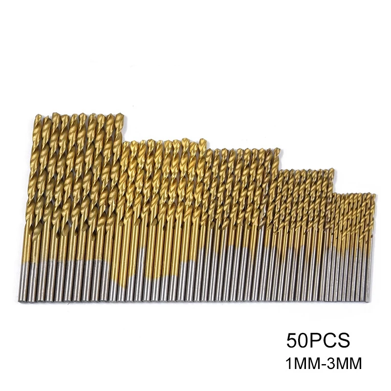 50pcs Titanium Coated Drill Bits Set Mayitr HSS Mini Extractor Drill Bit 1/1.5/2/2.5/3mm For Metal Wood Aluminum Drilling Tools
50pcs Titanium Coated Drill Bits Set Mayitr HSS Mini Extractor Drill Bit 1/1.5/2/2.5/3mm For Metal Wood Aluminum Drilling Tools