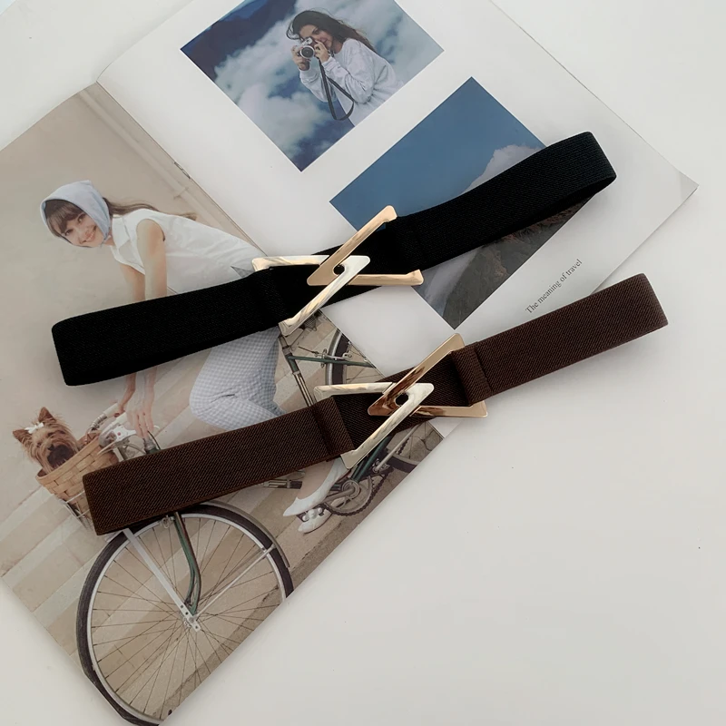 Women Triangular Buckle Belt New Elastic Elasticity Gold Belts for Women Metal Buckle Waistband Female Dress Fashion
Women Triangular Buckle Belt New Elastic Elasticity Gold Belts for Women Metal Buckle Waistband Female Dress Fashion