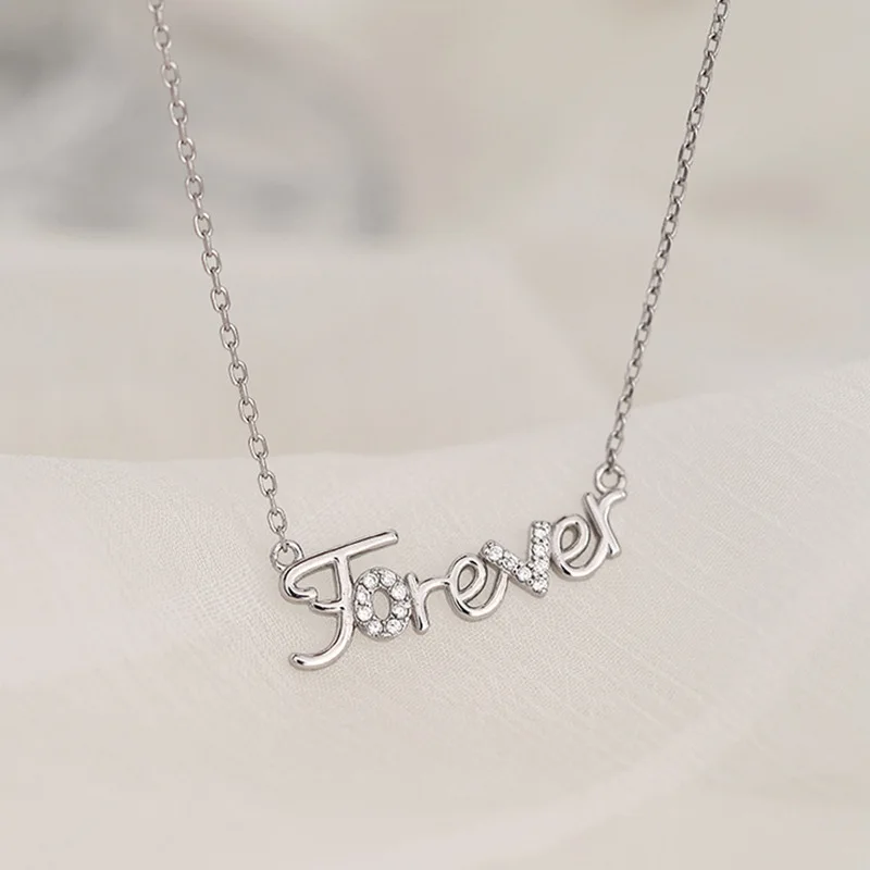 925 Sterling Silver Crystal Letter Forever Charm Necklace For Women Girls Creative Pendant Elegant Party Jewelry dz619
925 Sterling Silver Crystal Letter Forever Charm Necklace For Women Girls Creative Pendant Elegant Party Jewelry dz619