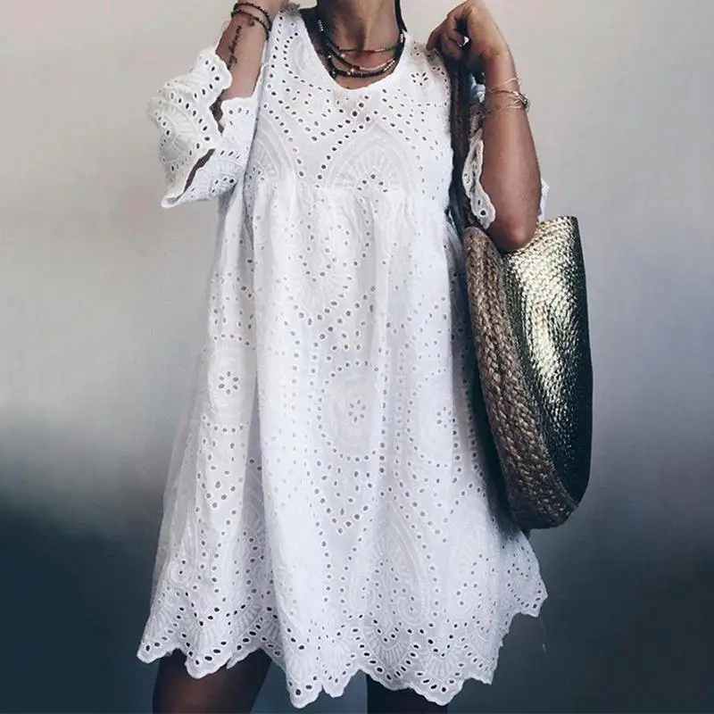 Dress Women's Summer Sundress Fashion Flare Sleeve Knee Length Vestidos Female Hollow Cotton Robe 5XL
Dress Women's Summer Sundress Fashion Flare Sleeve Knee Length Vestidos Female Hollow Cotton Robe 5XL