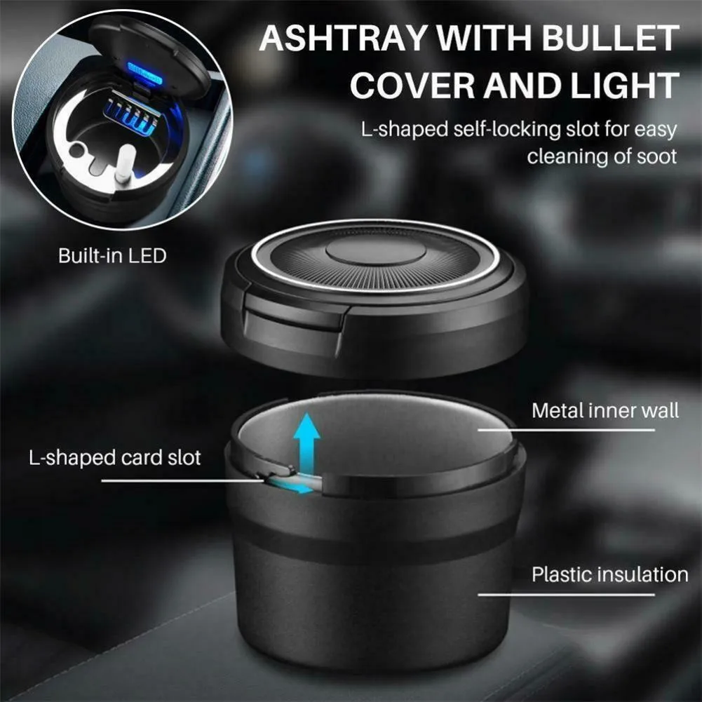 Car Portable Ashtray Metal Liner Ashtray Smokeless LED Light Black Ashtray Flame Retardant Cigarette Holder Box Auto Accessories
Car Portable Ashtray Metal Liner Ashtray Smokeless LED Light Black Ashtray Flame Retardant Cigarette Holder Box Auto Accessories