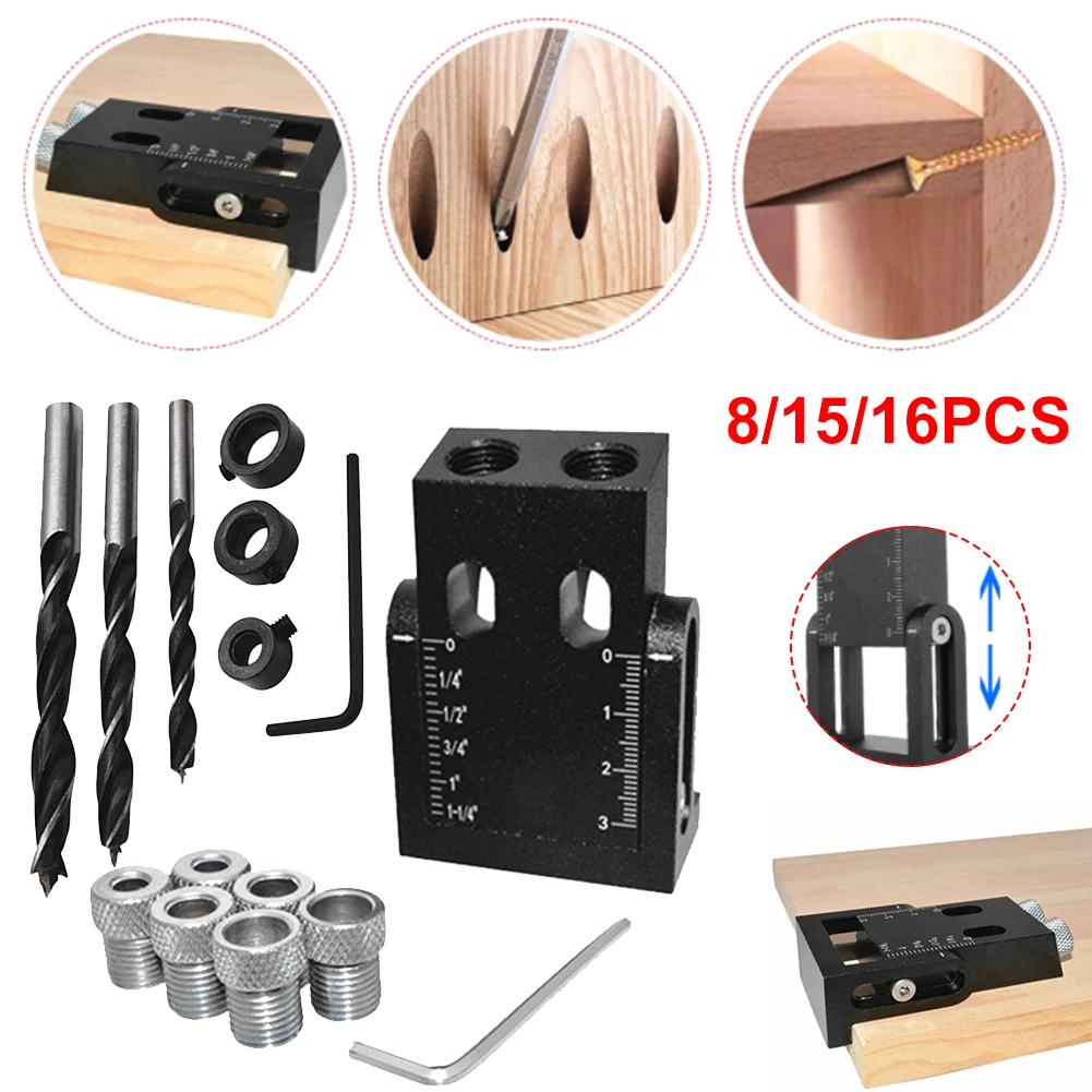 Pocket Hole Jit Kit 15 Degree Adjustable Woodworking Inclined Hole Locator with 6/8/10mm Drive Adapter Oblique Hole Positioner
Pocket Hole Jit Kit 15 Degree Adjustable Woodworking Inclined Hole Locator with 6/8/10mm Drive Adapter Oblique Hole Positioner