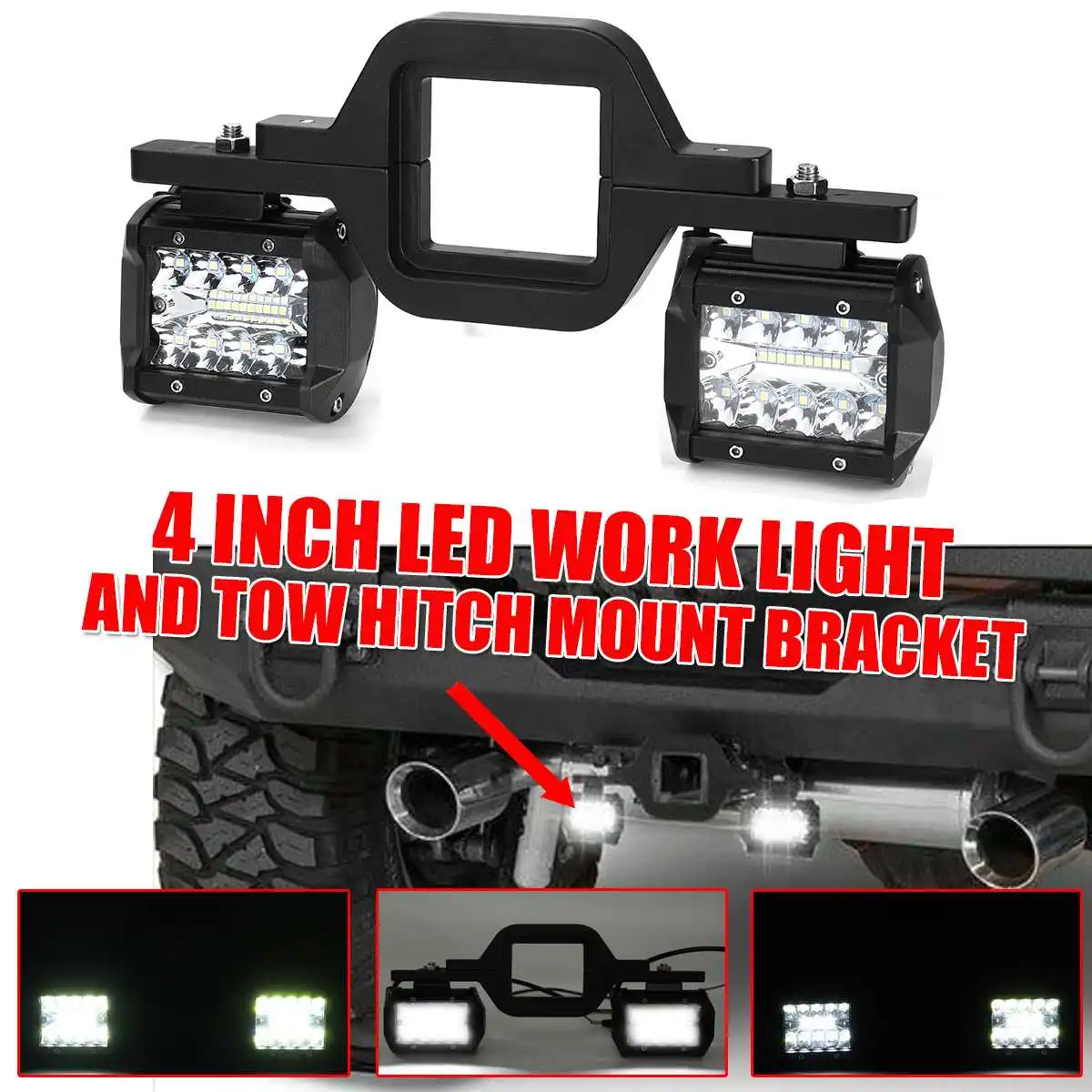 4 inch 8 LED Work Light Spot Flood Offroad Reverse Lights Bar with Trailer Tow Hitch Mount Bracket for Pickup Truck Van Camper 
4 inch 8 LED Work Light Spot Flood Offroad Reverse Lights Bar with Trailer Tow Hitch Mount Bracket for Pickup Truck Van Camper