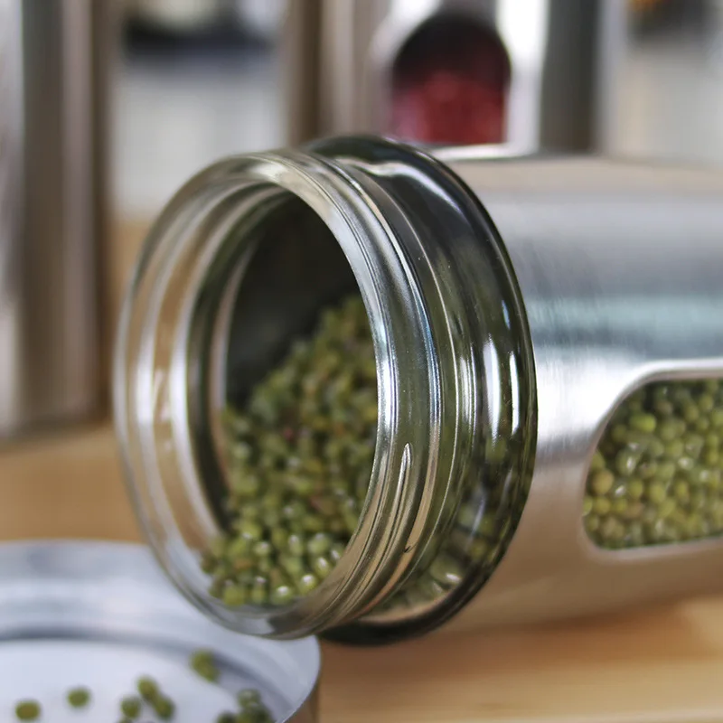 Stainless Steel Storage Tank Visible Glass Sealed Jar Round Multi-grain Storage Bottle with Lid Home Kitchen Organizer Container
Stainless Steel Storage Tank Visible Glass Sealed Jar Round Multi-grain Storage Bottle with Lid Home Kitchen Organizer Container