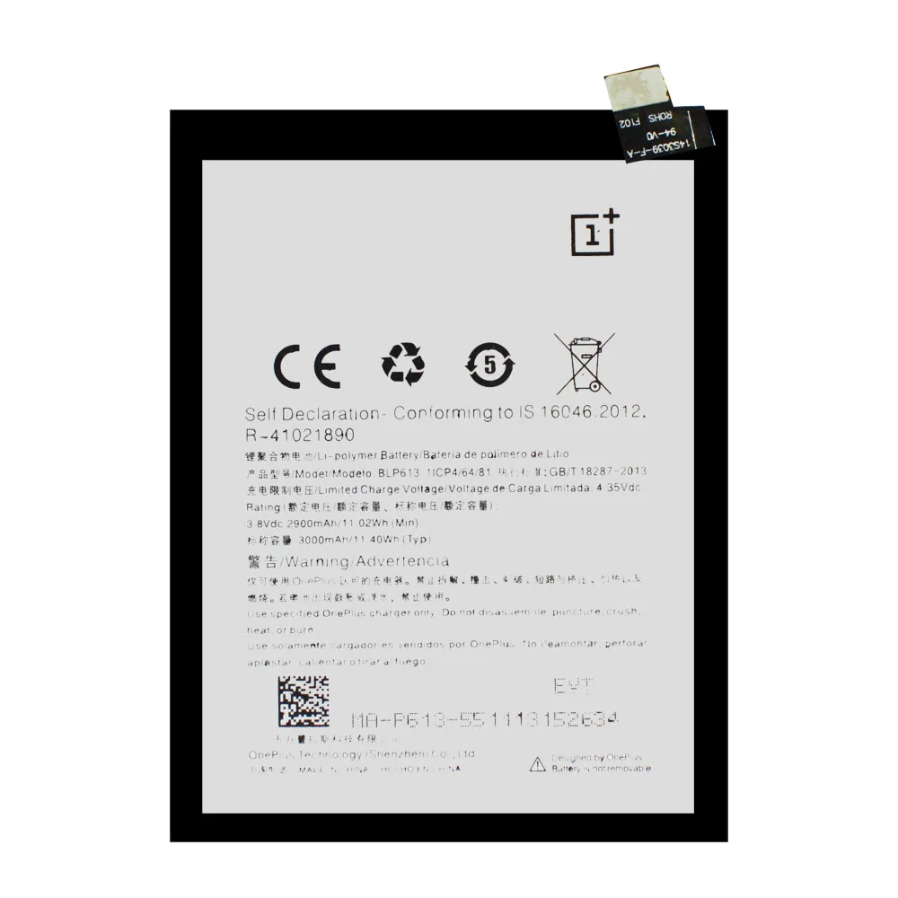 5pcs/lot Battery For OnePlus 3 One Plus 3 Three 3000mAh Capacity BLP613 High Quality Rechargeable Batteria akku
5pcs/lot Battery For OnePlus 3 One Plus 3 Three 3000mAh Capacity BLP613 High Quality Rechargeable Batteria akku
