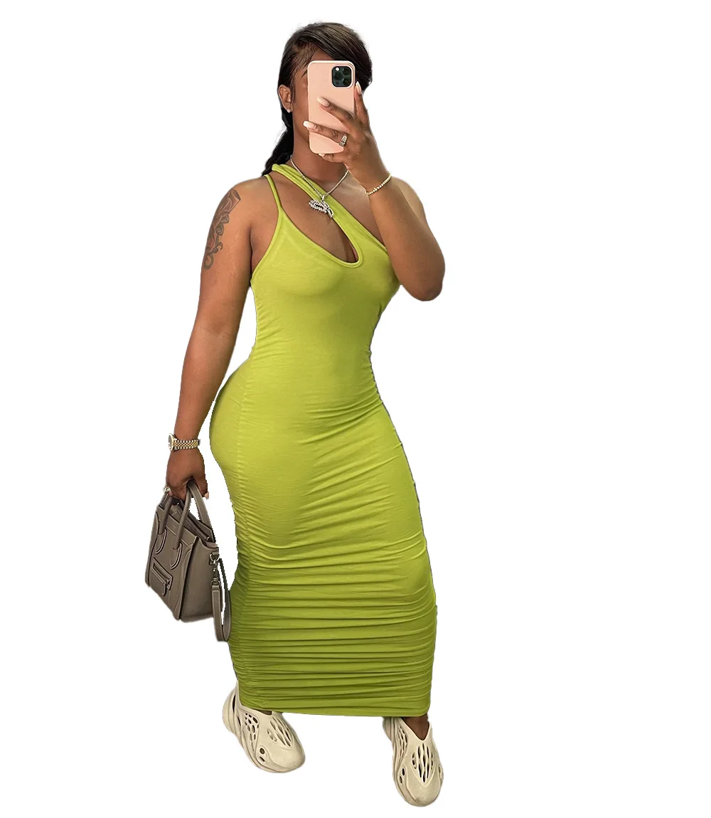Sexy Women Dress Pleated Long Dresse O-neck Bodycon Solid Color Summer Clothes For Women
Sexy Women Dress Pleated Long Dresse O-neck Bodycon Solid Color Summer Clothes For Women