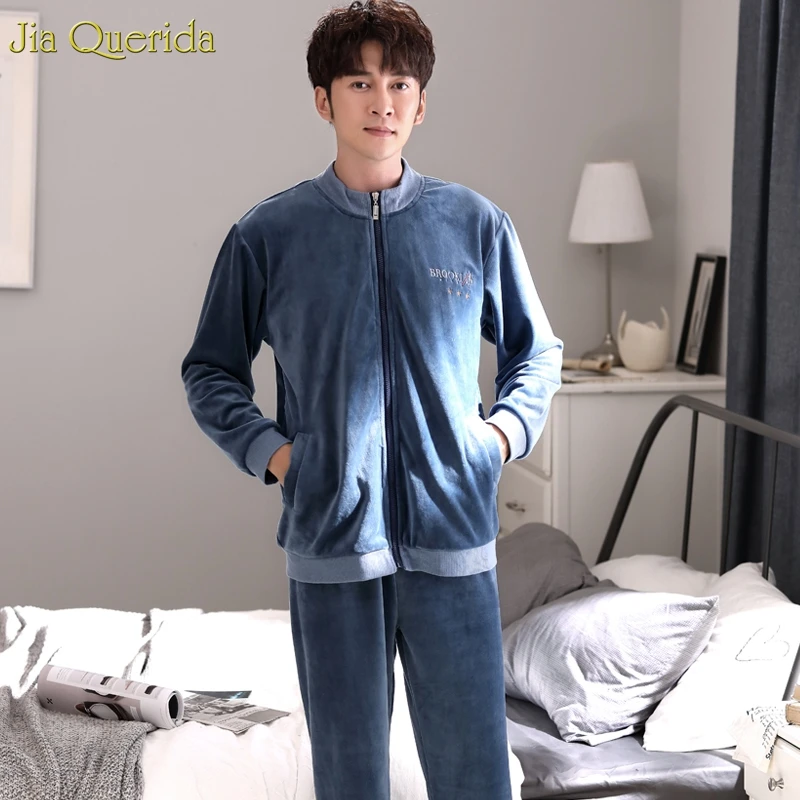 Мужская пижама большого размера зимняя Домашняя одежда качественная бархатная