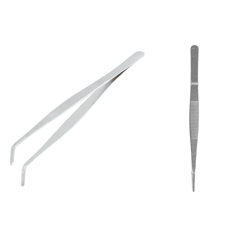 2PCS Silver Tone Angled Slanted Tip Metal Curved Tweezer With Nonslip Striped Straight Stainless Steel Tweezers Forceps
2PCS Silver Tone Angled Slanted Tip Metal Curved Tweezer With Nonslip Striped Straight Stainless Steel Tweezers Forceps