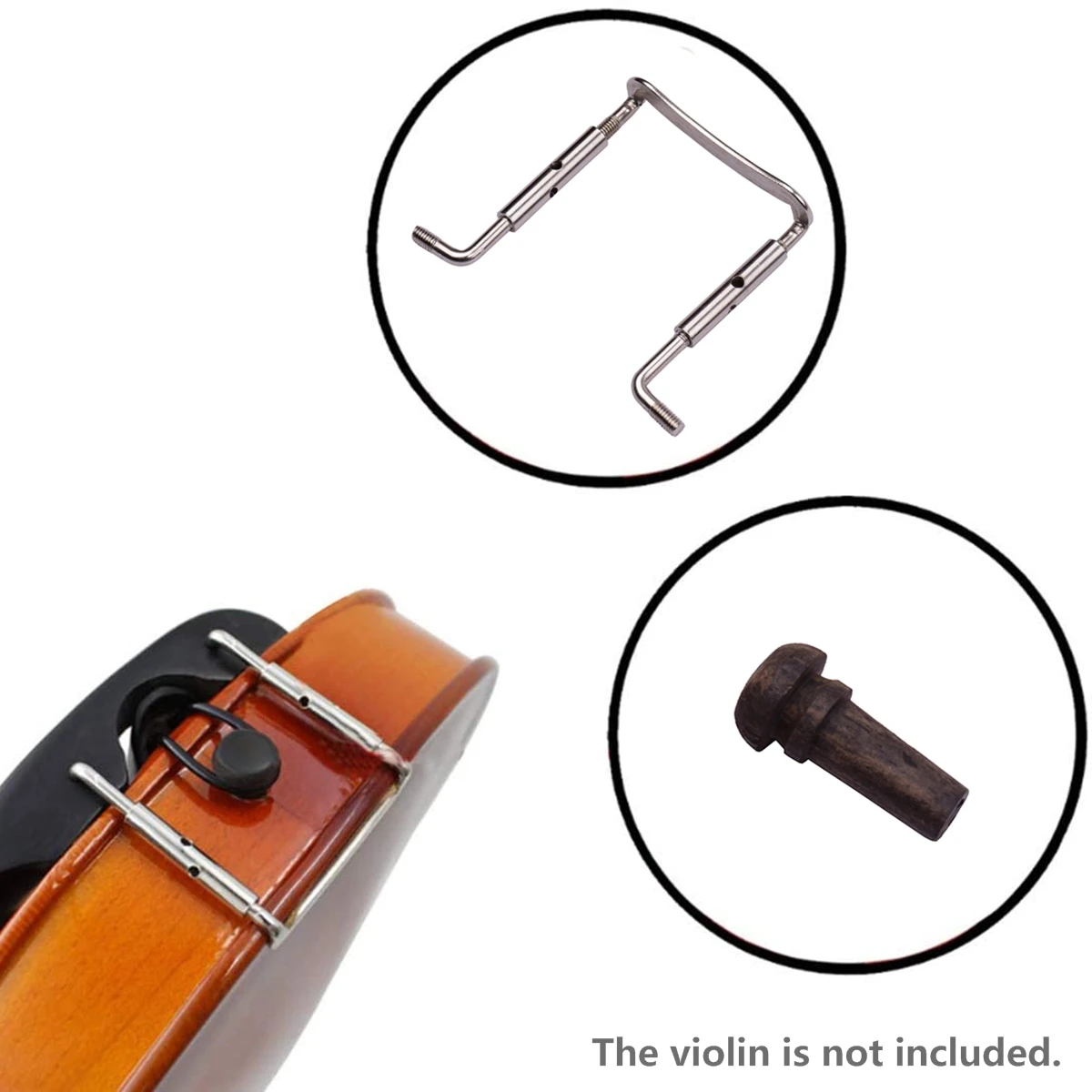 

4/4 Full Size Violin Accessory Kit Chin Rest Chinrest Clamp Tailpiece 4 Tuning Pegs 4 Fine Tuners Tailgut Endpin Maple Bridge