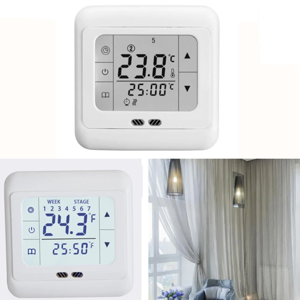 Programmable Digital Thermoregulator Touch Screen Room Heating Thermostat Underfloor Heating for Warm Floor Electric Heating Sys
Programmable Digital Thermoregulator Touch Screen Room Heating Thermostat Underfloor Heating for Warm Floor Electric Heating Sys