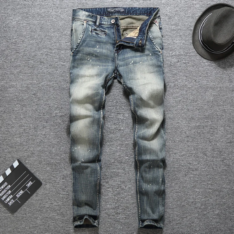 European Vintage Fashion Men Jeans High Quality Elastic Slim Fit Painted Designer Jeans Men Streetwear Casual Cotton Denim Pants
European Vintage Fashion Men Jeans High Quality Elastic Slim Fit Painted Designer Jeans Men Streetwear Casual Cotton Denim Pants