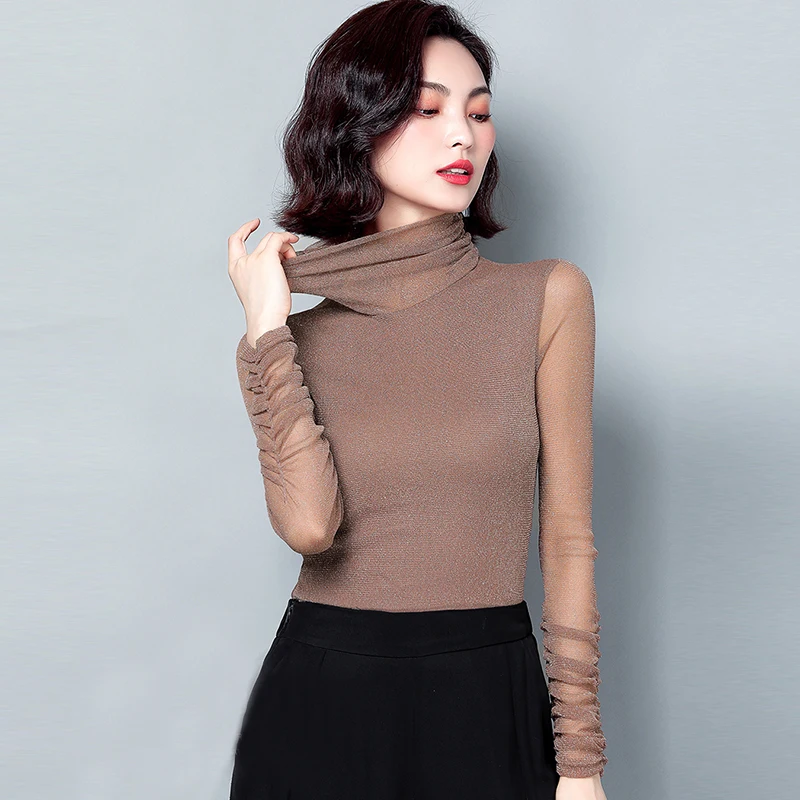 Рубашка Женская эластичная, с люрексом и длинным рукавом 
Рубашка Женская эластичная, с люрексом и длинным рукавом