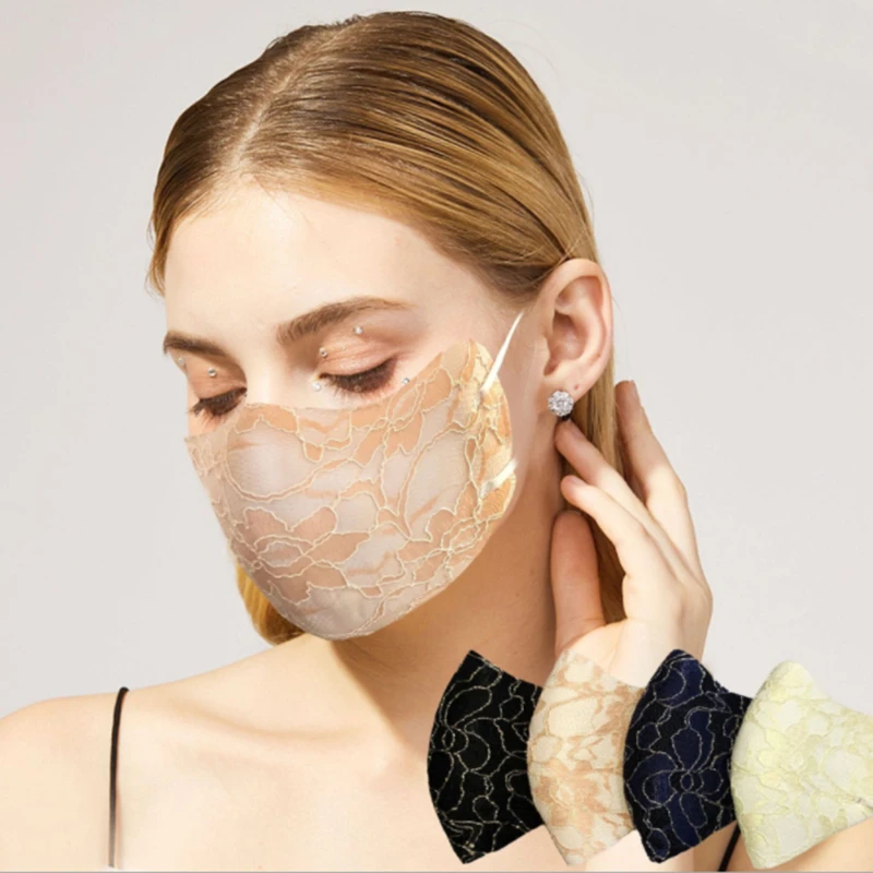 

Маски для лица женская маска для рта многоразовые защитные маски для косплея Хэллоуина модная женская кружевная многоразовая маска для лиц...