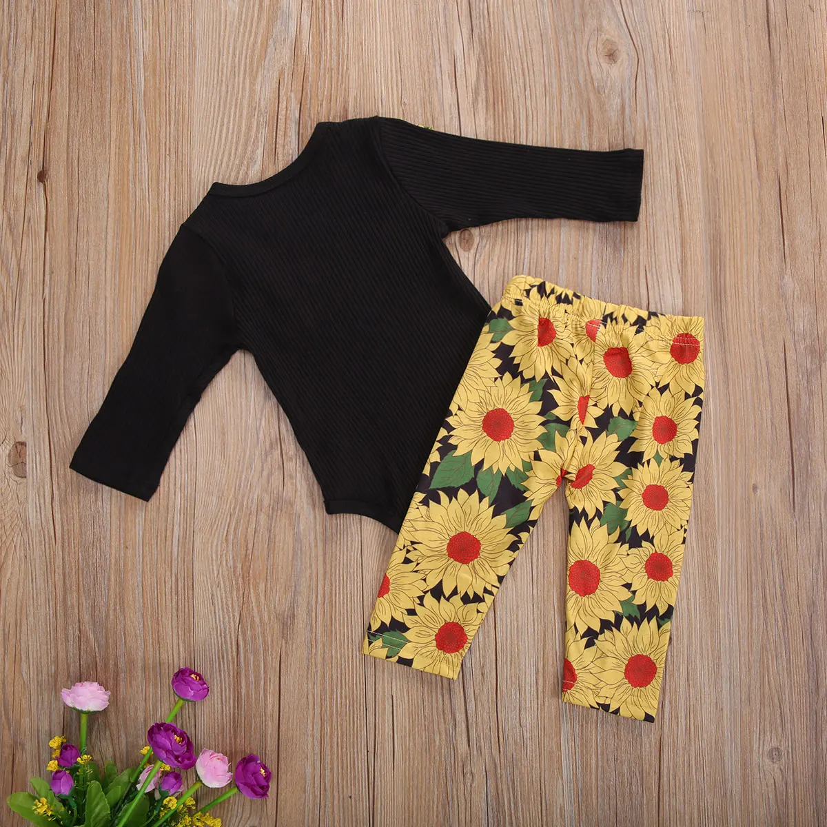 Toddler Girl Long Sleevel Romper+ Trousers Sun Flower Print Lotus Leaf Decoration Elastic Waist Spring Clothing 0-24M
Toddler Girl Long Sleevel Romper+ Trousers Sun Flower Print Lotus Leaf Decoration Elastic Waist Spring Clothing 0-24M