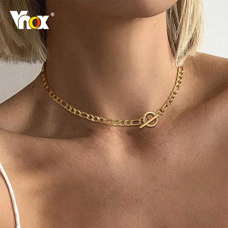 Vnox Women Chic Figaro Chain Necklaces,Stainless Steel Snake Herringbone Cuban Chain Choker with T Closure, Gift to Her
Vnox Women Chic Figaro Chain Necklaces,Stainless Steel Snake Herringbone Cuban Chain Choker with T Closure, Gift to Her