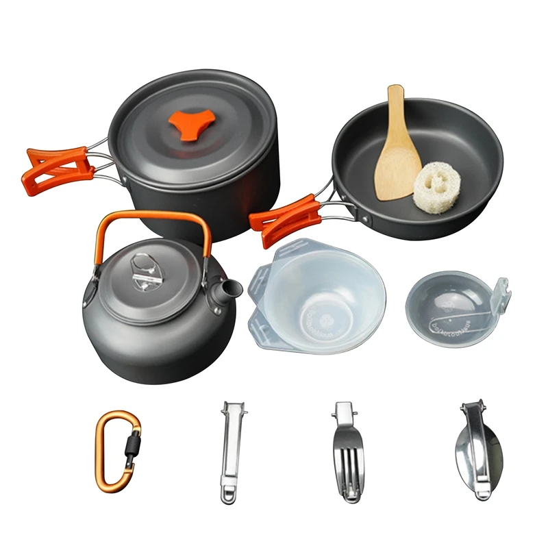 Camping Cookware Kit Outdoor Aluminum Cooking Set Kettle Pan Pot for Travelling Hiking Picnic BBQ Tableware Equipment
Camping Cookware Kit Outdoor Aluminum Cooking Set Kettle Pan Pot for Travelling Hiking Picnic BBQ Tableware Equipment