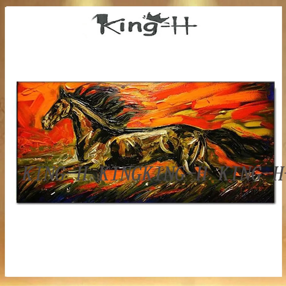 

Artista superior 100% pintado a mano de alta calidad moderno caballo pintura al óleo sobre lienzo hecho a mano abstracto fuerte