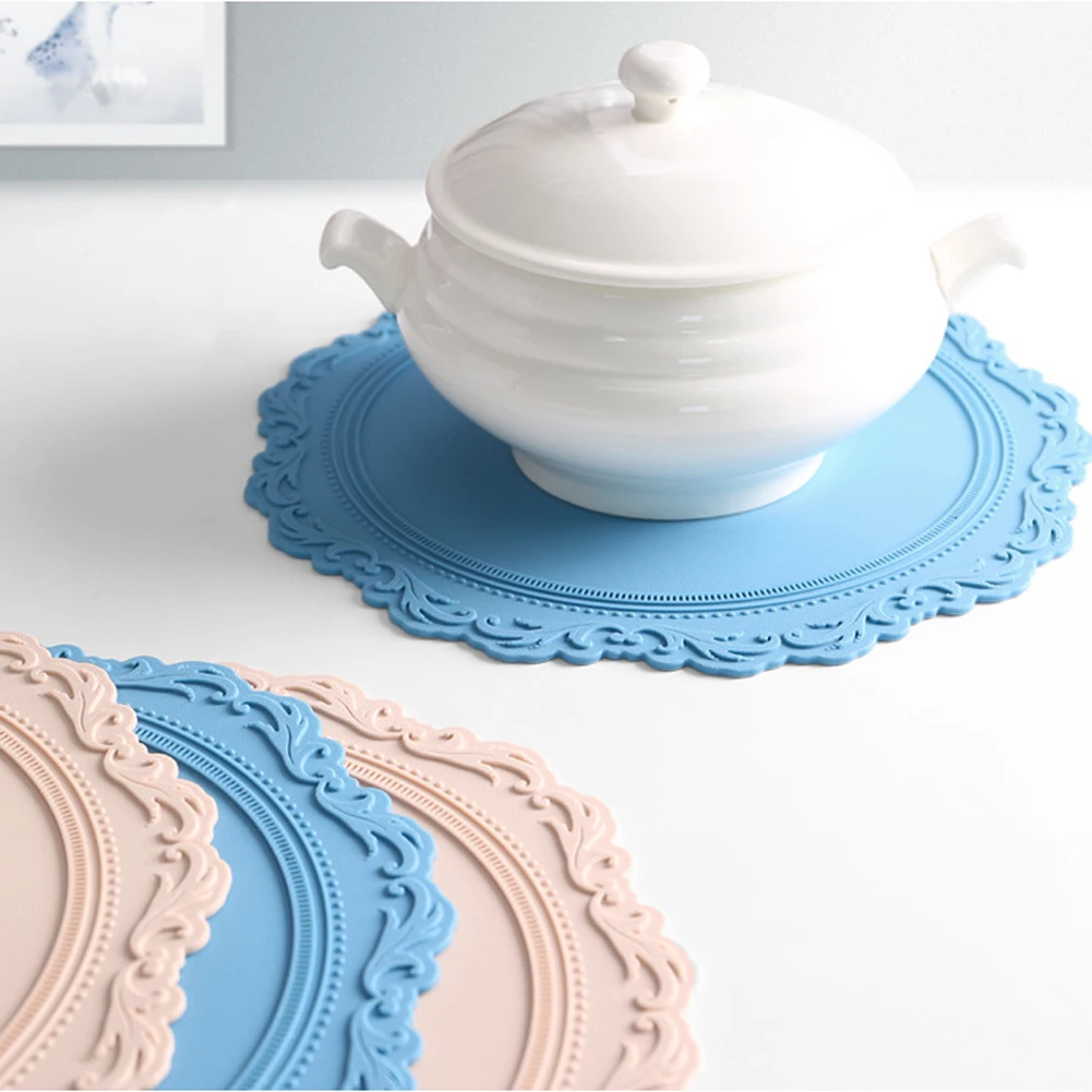 Round Placemats Silicone European Style Embossed Heat Insulation Table Mat for Dining Kitchen Table
Round Placemats Silicone European Style Embossed Heat Insulation Table Mat for Dining Kitchen Table