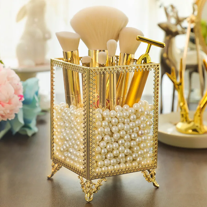 Golden Glass Brush Holders Vintage Makeup Storage Organizer Jewelry Organizer Cosmetic Box Necklace Earring Display Dresser
Golden Glass Brush Holders Vintage Makeup Storage Organizer Jewelry Organizer Cosmetic Box Necklace Earring Display Dresser