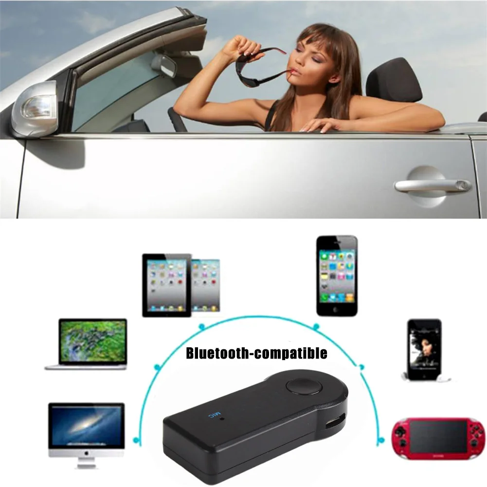 Wireless Bluetooth-compatible Receiver Speaker Hands-free AUX 3.5MM Audio Car Kit Music For | Автомобили и мотоциклы