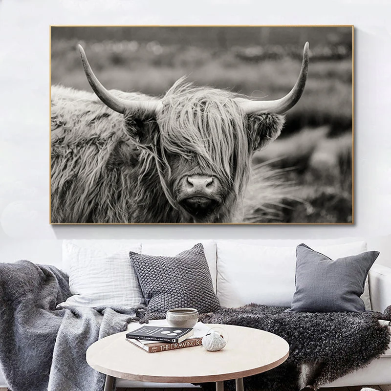 

Highland Yak Animal Scottish Canvas Paintings Cattle Cow Poster Prints Wall Art Pictures Cuadros for Living Room Home Decor