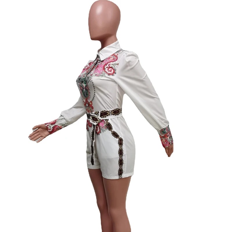 Kricesseen Casual White Print Skinny Shirt Short Jumpsuit With Belts 2021 Women Long Sleeve Playsuit Clubwear Biker Rompers
Kricesseen Casual White Print Skinny Shirt Short Jumpsuit With Belts 2021 Women Long Sleeve Playsuit Clubwear Biker Rompers