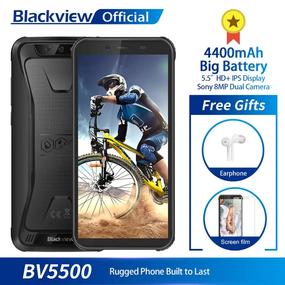 Blackview BV5500 водонепроницаемый мобильный телефон с IP68 MTK6580P 2 ГБ + 16 5 &quot18:9 экран 8 1 мАч