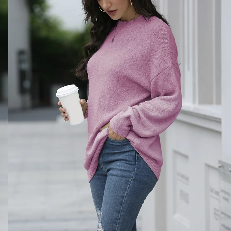 Fall Women's Solid Color Round Neck Loose Long Sleeve Pullover Sweater Fashion Clothing
Fall Women's Solid Color Round Neck Loose Long Sleeve Pullover Sweater Fashion Clothing