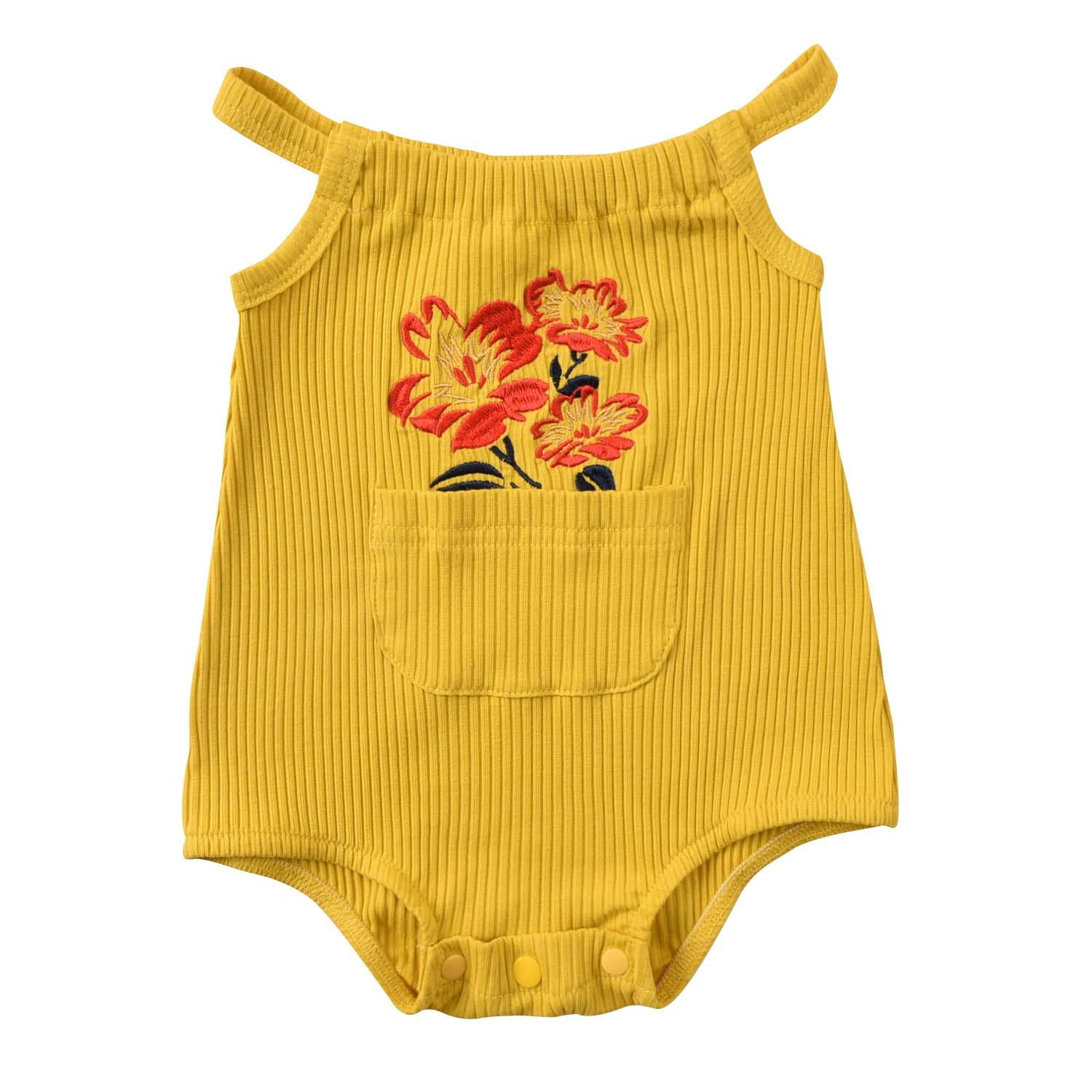 Baby Romper Flower Embroidery Square Neck Sleeveless Jumpsuit with Pocket for Summer, Yellow, 0-12 Months
Baby Romper Flower Embroidery Square Neck Sleeveless Jumpsuit with Pocket for Summer, Yellow, 0-12 Months
