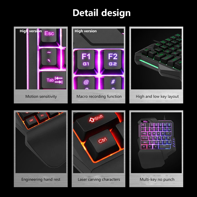 2020 New One-Handed Gaming Keyboard RGB Backlit Portable Mini Gaming Keypad Ergonomic Game Controller for PC PS4 Xbox Gamer
2020 New One-Handed Gaming Keyboard RGB Backlit Portable Mini Gaming Keypad Ergonomic Game Controller for PC PS4 Xbox Gamer