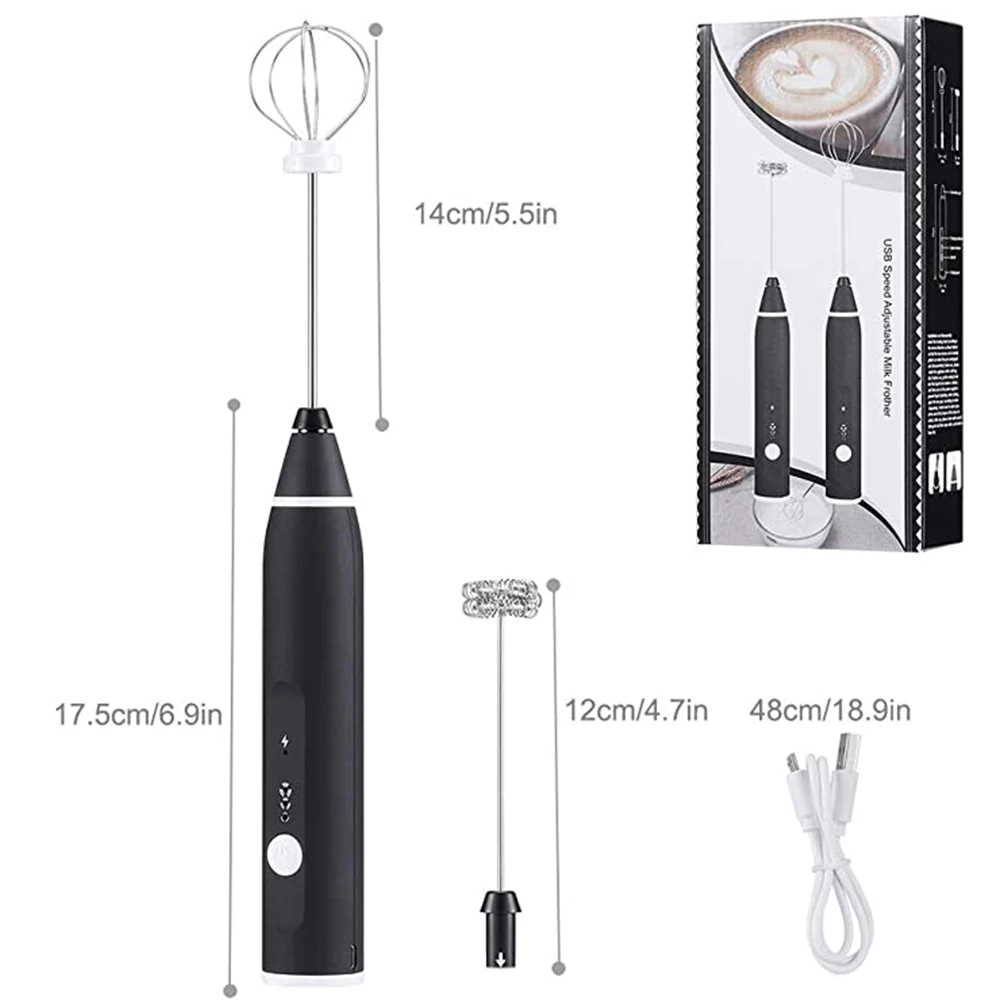 Electric Milk Frother with Double Whisk, USB Rechargeable 2 in 1 Milk Foam Maker for Coffee Latte Cappuccino Egg Beating 
Electric Milk Frother with Double Whisk, USB Rechargeable 2 in 1 Milk Foam Maker for Coffee Latte Cappuccino Egg Beating