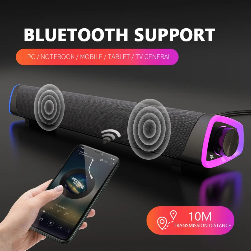 Проводная компьютерная ТВ-Колонка 4D Surround Soundbar стерео сабвуфер Bluetooth-совместимая