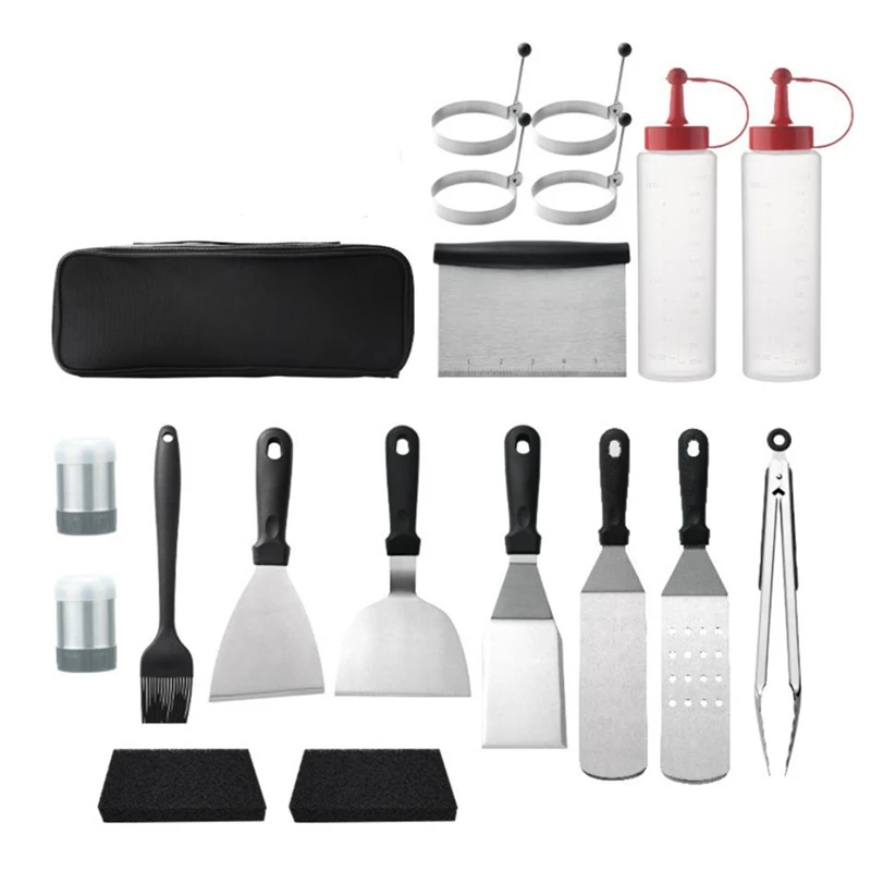 Griddle Accessories,18Pcs Grill Tools Long/Short Spatulas Set,Grill Tool for BBQ Cooking,Egg Ring for Teppanyaki Camping 
Griddle Accessories,18Pcs Grill Tools Long/Short Spatulas Set,Grill Tool for BBQ Cooking,Egg Ring for Teppanyaki Camping