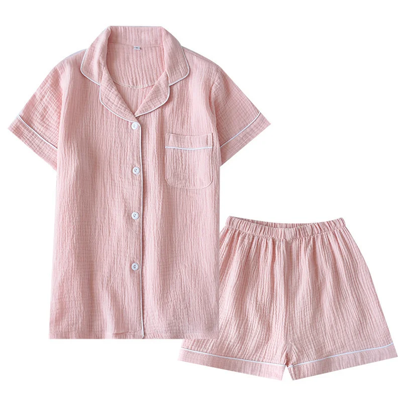 Japanese-style new summer ladies cotton double-layer crepe gauze short-sleeved shorts pajamas suit large size home service women
Japanese-style new summer ladies cotton double-layer crepe gauze short-sleeved shorts pajamas suit large size home service women