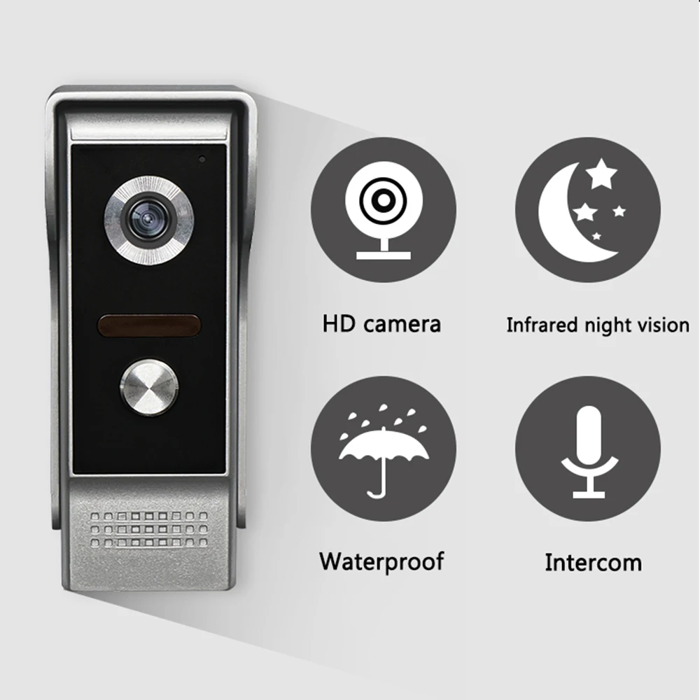 Wired Color Video Door Phone Intercom Bell for Home Apartment 7 inch Monitors Rainproof IR Camera 100 Meters | Безопасность и