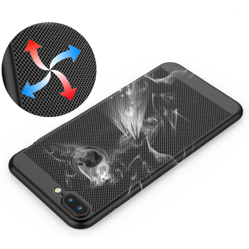 Дышащий чехол для iPhone X 8 Plus 7 6 6S тонкий жесткий защитный роскошные чехлы