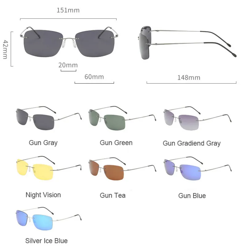 Titanium Polarized Sunglasses Men Women Ultralight Rimless Brand Designer Sun Shades Driving Outdoor UV Protection Goggle PM0213
Titanium Polarized Sunglasses Men Women Ultralight Rimless Brand Designer Sun Shades Driving Outdoor UV Protection Goggle PM0213