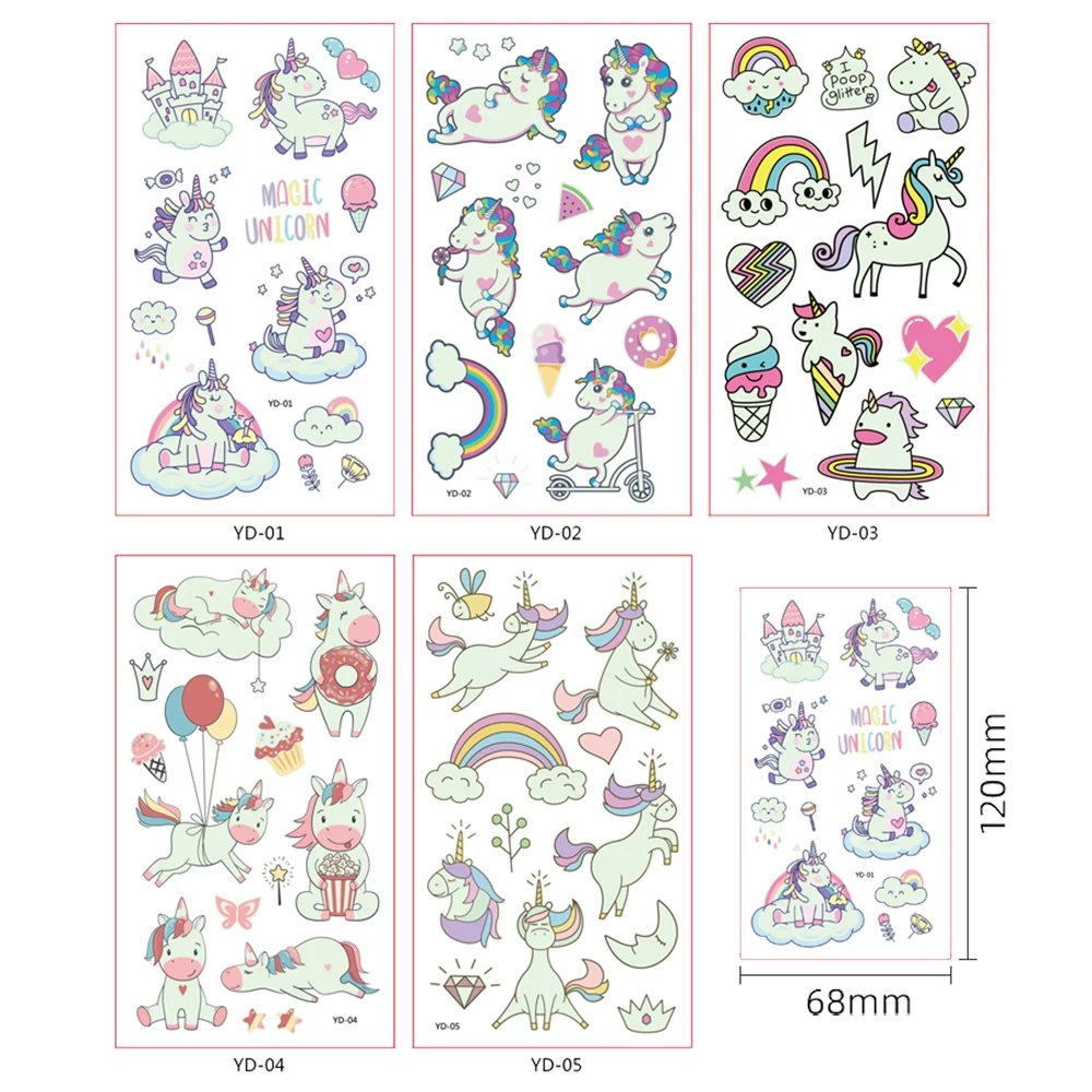 5pcs 2021 new Tattoo Stickers Luminous Child Kid Temporary Tattoos Glow Paste for Children Body Art Unicorn series Sticker
5pcs 2021 new Tattoo Stickers Luminous Child Kid Temporary Tattoos Glow Paste for Children Body Art Unicorn series Sticker