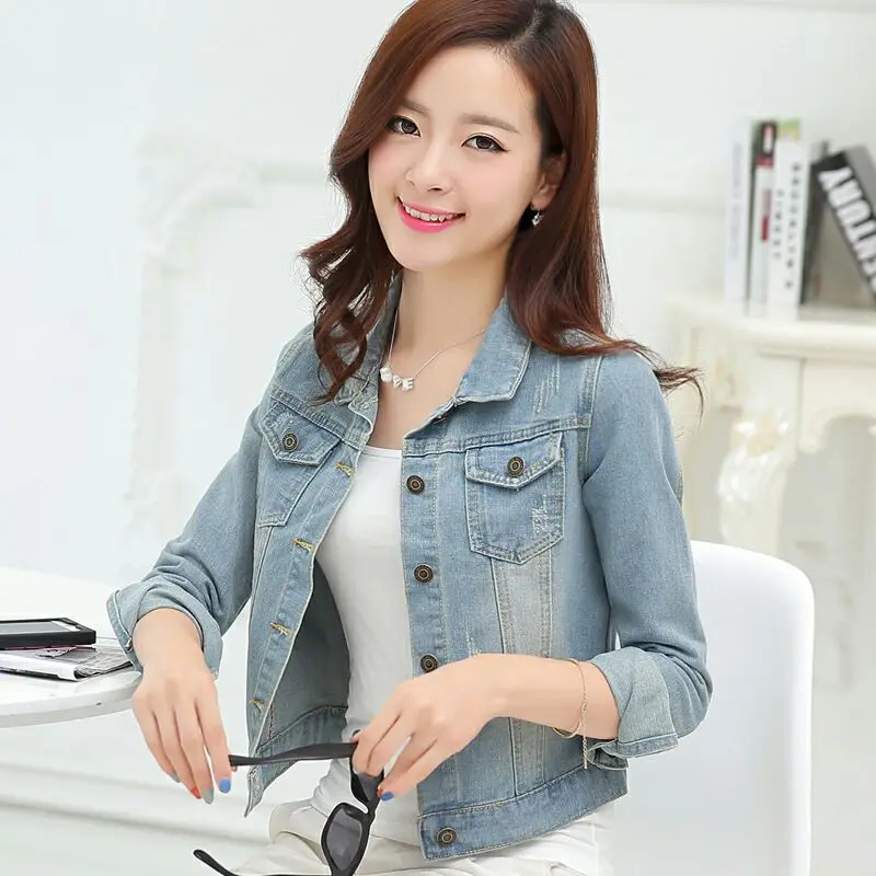 Spring/autumn women coat denim washed jacket short women jacket slim Scratched coat easy match students clothing korean style
Spring/autumn women coat denim washed jacket short women jacket slim Scratched coat easy match students clothing korean style