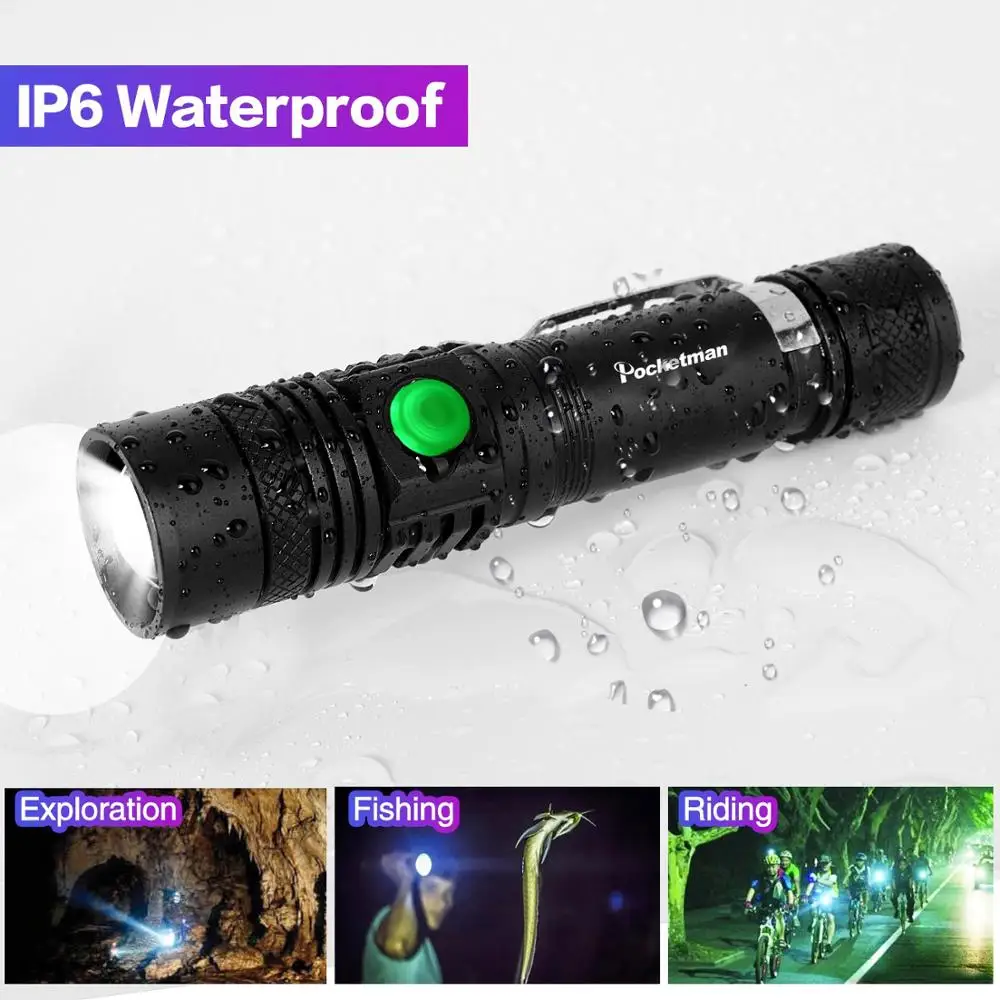 

LED Flashlight 2000LM Q5 Mini LED Flashlight COB Torch AA/14500 Adjustable Zoom Focus Torch USB T6 Flash Light 18650 Penlight