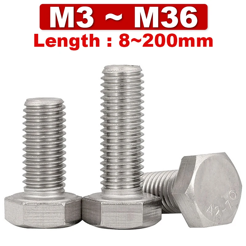 304 Stainless steel Hexagonal Machine Screws Bolts Hexagon Head Screw Threaded M3 M4 M5 M6 M8 M10 M12 M14 M16 M20~M36 DIN933
304 Stainless steel Hexagonal Machine Screws Bolts Hexagon Head Screw Threaded M3 M4 M5 M6 M8 M10 M12 M14 M16 M20~M36 DIN933