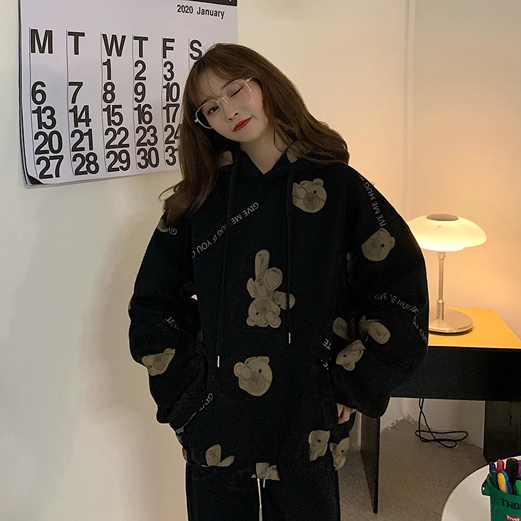 Hoodies Women Cartoon Printed Kawaii Hoody Thicker All-match Loose Simple Korean Style BF Drawstring Womens Streetwear Hoodie
Hoodies Women Cartoon Printed Kawaii Hoody Thicker All-match Loose Simple Korean Style BF Drawstring Womens Streetwear Hoodie