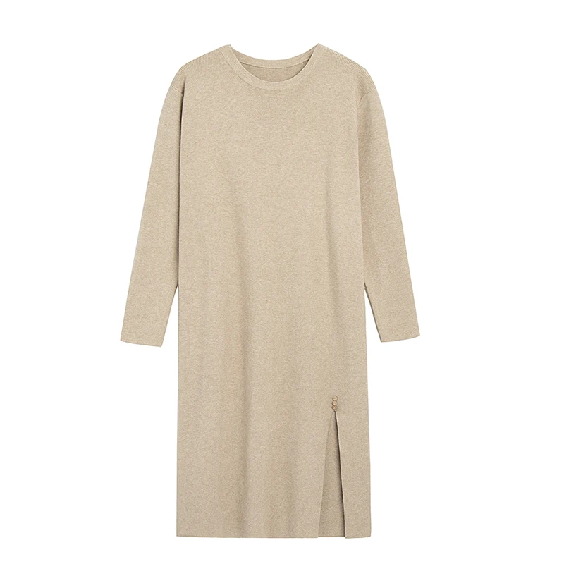 Women's autumn/winter dress loose long over-the-knee split sweater dress maxi 
Women's autumn/winter dress loose long over-the-knee split sweater dress maxi