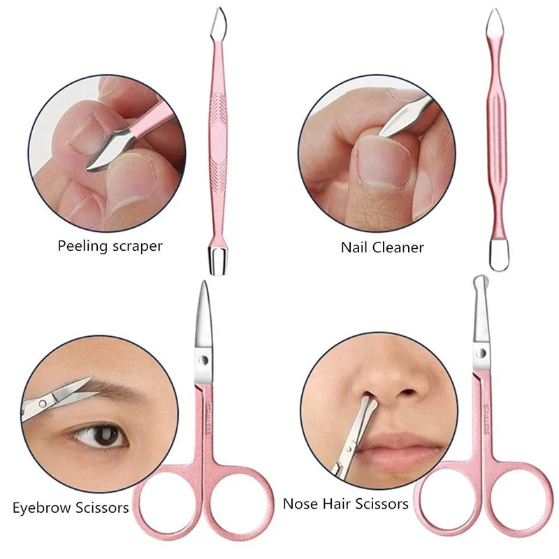 Rose Gold Professional Manicure Set Stainless Steel Pedicure Set , Nose Hair Scissors, Eyebrow Razor Family Foot Hand Care Set
Rose Gold Professional Manicure Set Stainless Steel Pedicure Set , Nose Hair Scissors, Eyebrow Razor Family Foot Hand Care Set