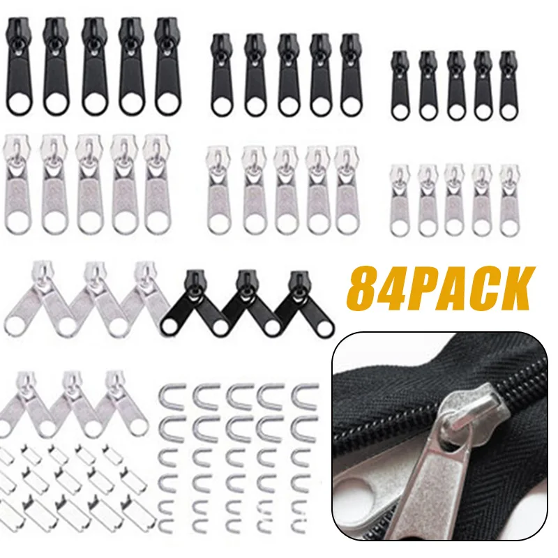 84Pcs/Set Fix Zippers Slider Head Zipper Universal Kit Replacement For Broken / Wearable Sliders Instant Repair Zipper
84Pcs/Set Fix Zippers Slider Head Zipper Universal Kit Replacement For Broken / Wearable Sliders Instant Repair Zipper