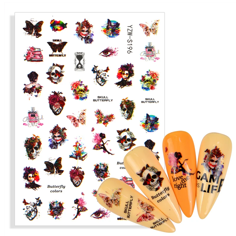 Halloween Nail Sticker 3D Ghost Skull Rose Butterfly Sliders for Nails Foil Decals Design Manicure Art Decorations Accessories
Halloween Nail Sticker 3D Ghost Skull Rose Butterfly Sliders for Nails Foil Decals Design Manicure Art Decorations Accessories